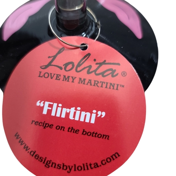 LOLITA NWT "Flirtini" Hand Painted Martini Glass With Recipe On Bottom 7 Oz. - Picture 8 of 11